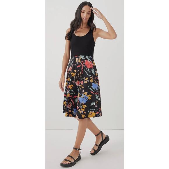 Pact Dresses & Skirts - Pact Womens Organic Cotton Fit & Flare Tie-Back Dress Dark Floral Sundress Large